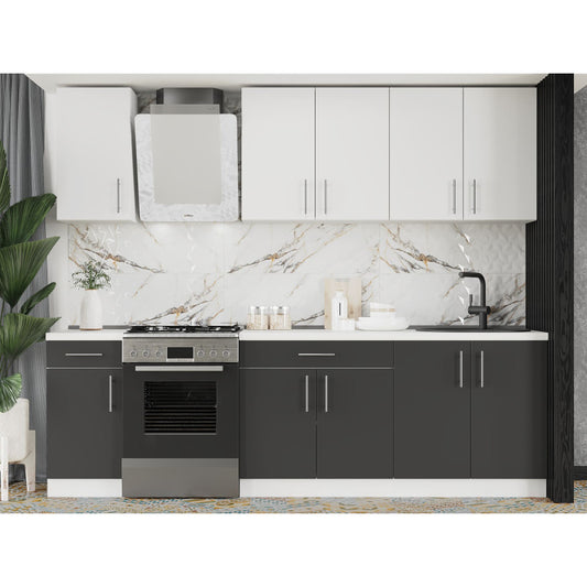 Кухня модульна Эверест Оптима набор №3 Нимфея альба+Антрацит 2,6 м (без столешницы) (DTM-5702)