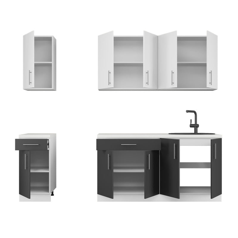 Кухня модульна Эверест Оптима набор №3 Нимфея альба+Антрацит 2,6 м (без столешницы) (DTM-5702)