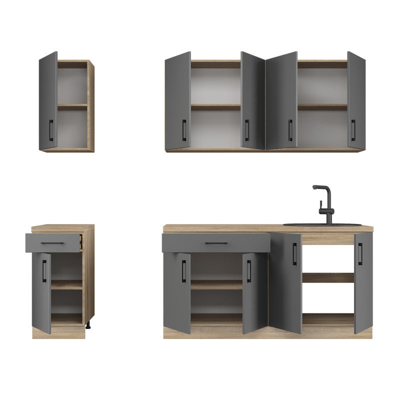 Кухня модульна Эверест Оптима набор №3 Графит 2,6 м (без столешницы) (DTM-5703)