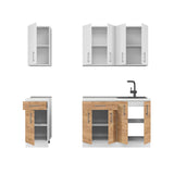 Кухня модульна Эверест Оптима набор №4 Нимфея альба+Дуб крафт золотой 2,2 м (без столешницы) (DTM-5706)