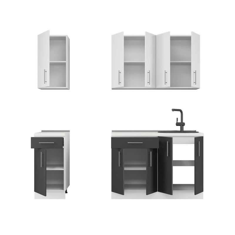 Кухня модульна Эверест Оптима набор №4 Нимфея альба+Антрацит 2,2 м (без столешницы) (DTM-5707)