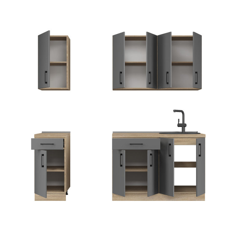 Кухня модульна Эверест Оптима набор №4 Графит 2,2 м (без столешницы) (DTM-5708)