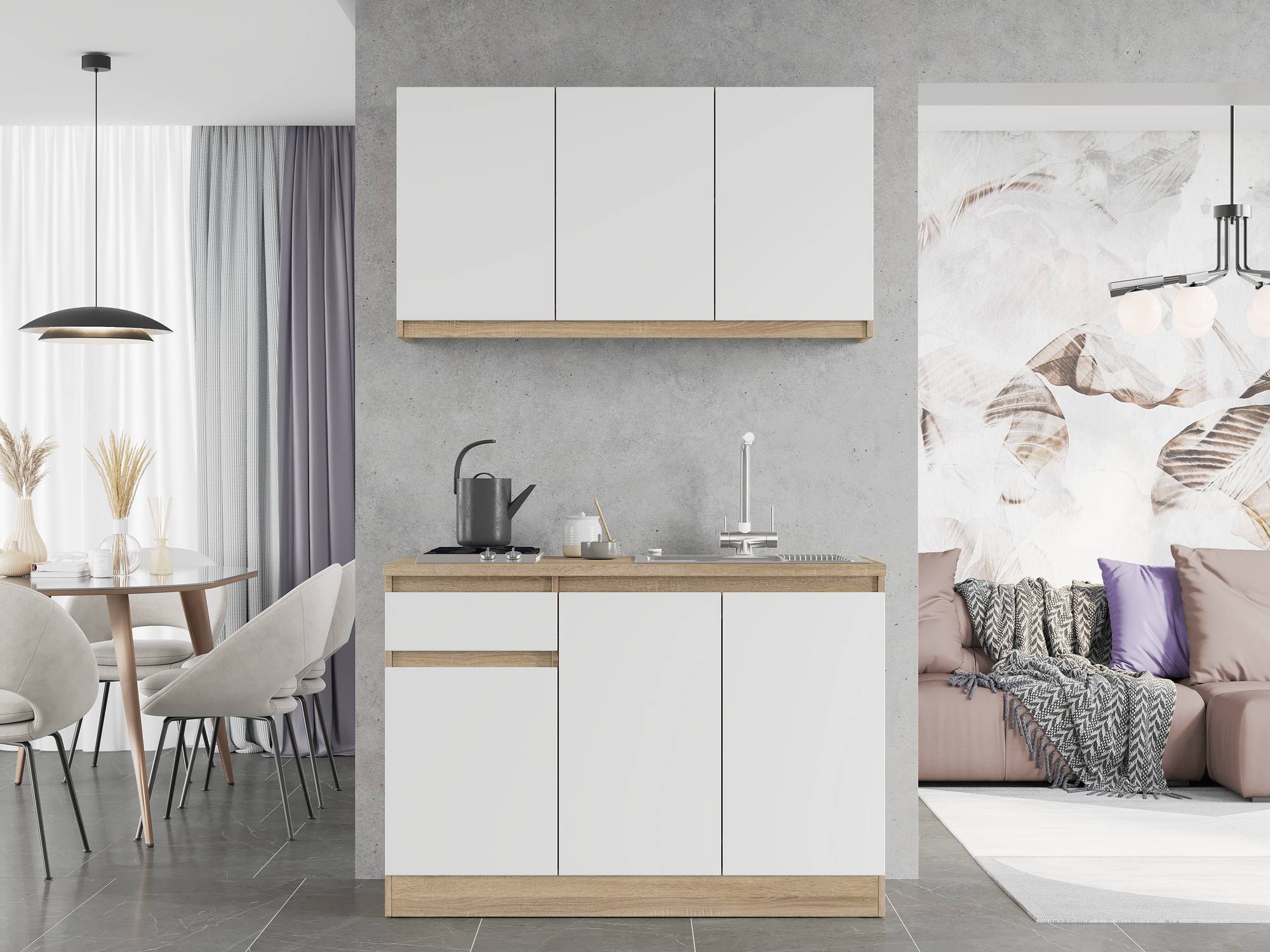 Кухня модульна Эверест Оптима набор №5 Белый 1,2 м (без столешницы) (DTM-5709)