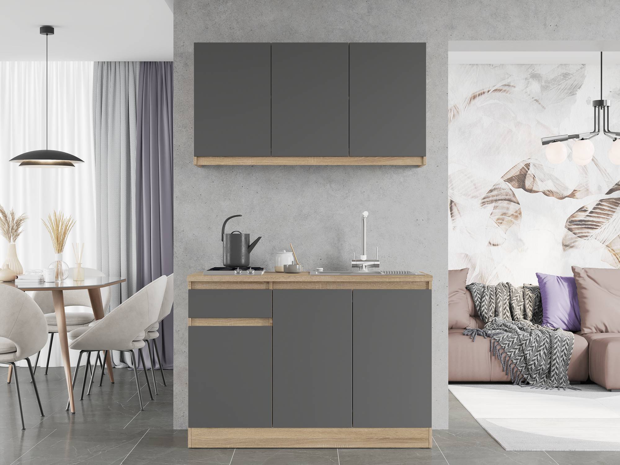 Кухня модульна Эверест Оптима набор №5 Графит 1,2 м (без столешницы) (DTM-5710)