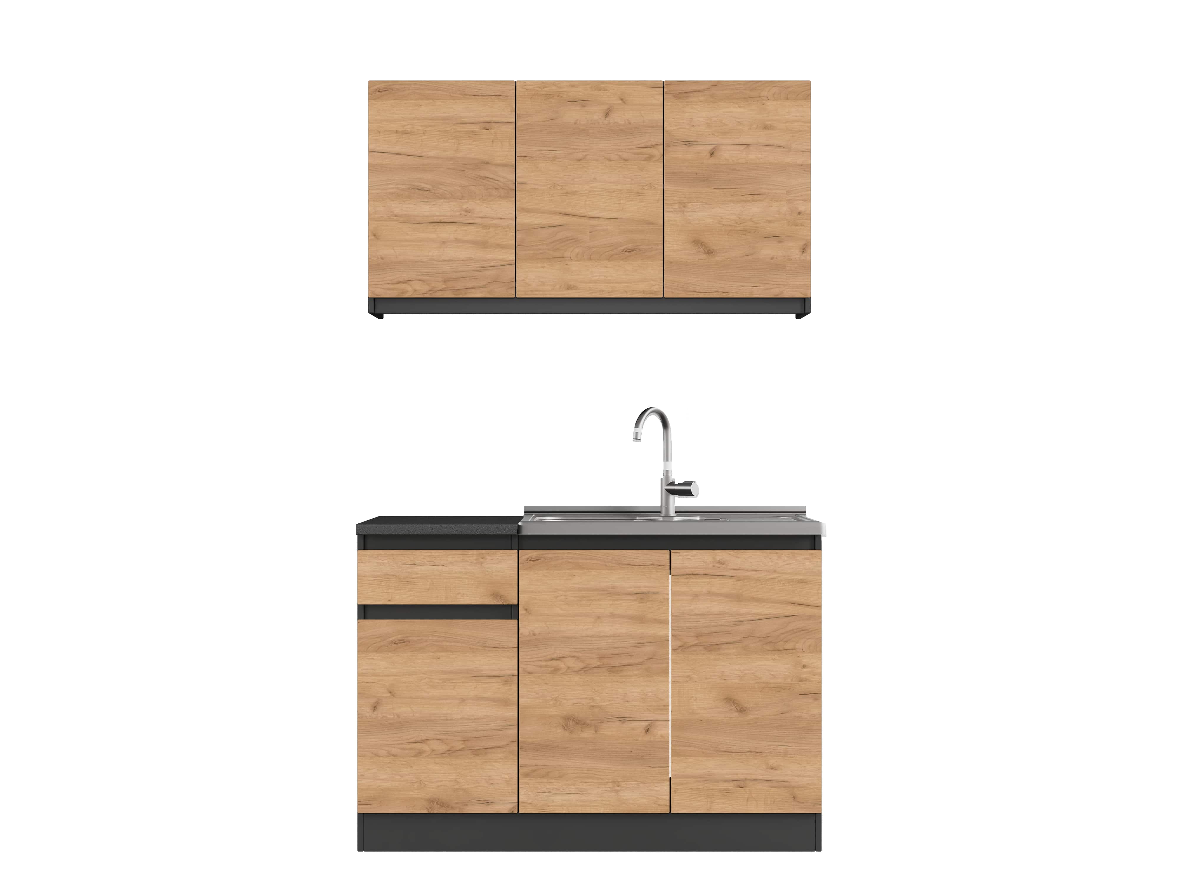 Кухня модульна Эверест Оптима набор №5 Дуб крафт золотой 1,2 м (без столешницы) (DTM-5711)