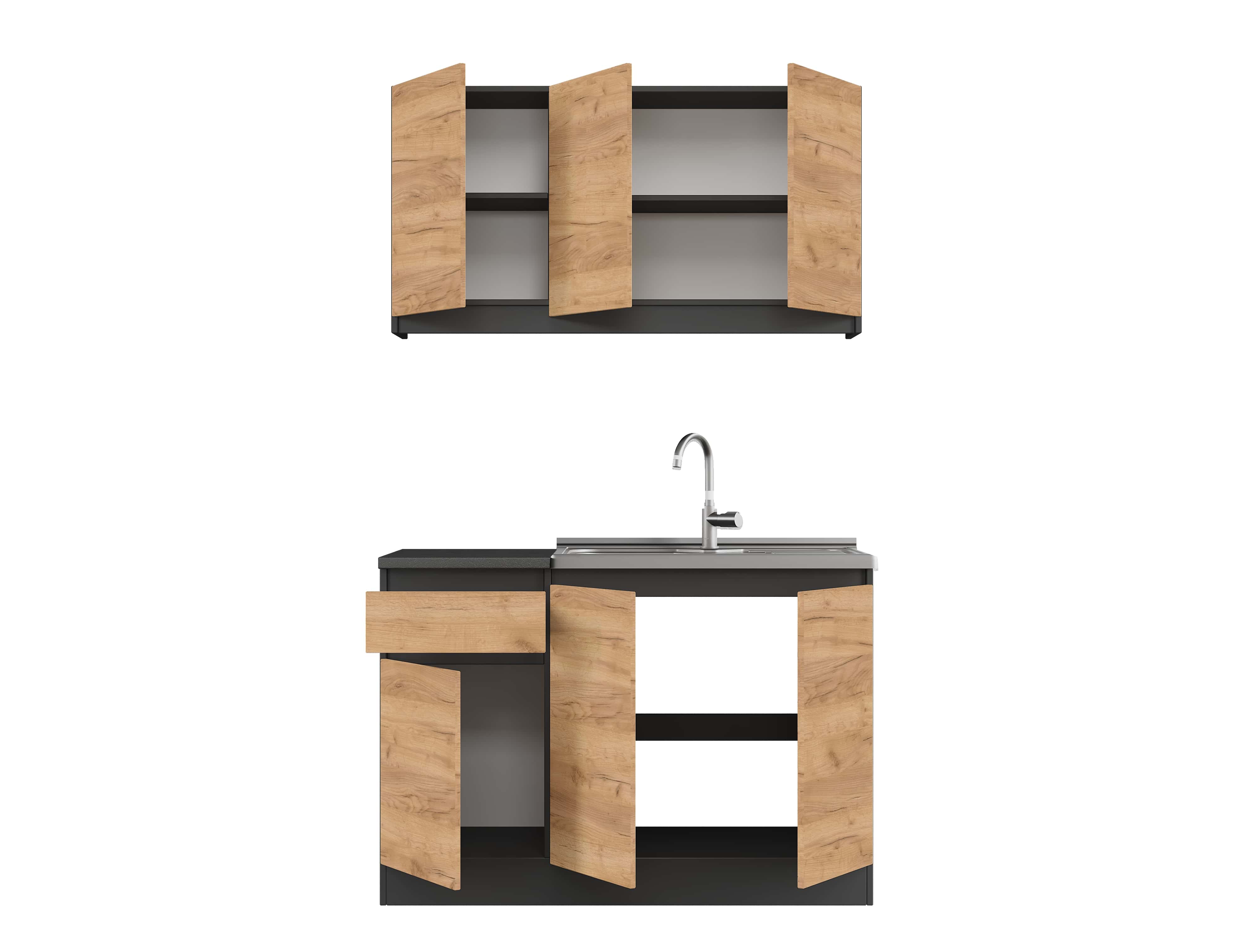 Кухня модульна Эверест Оптима набор №5 Дуб крафт золотой 1,2 м (без столешницы) (DTM-5711)