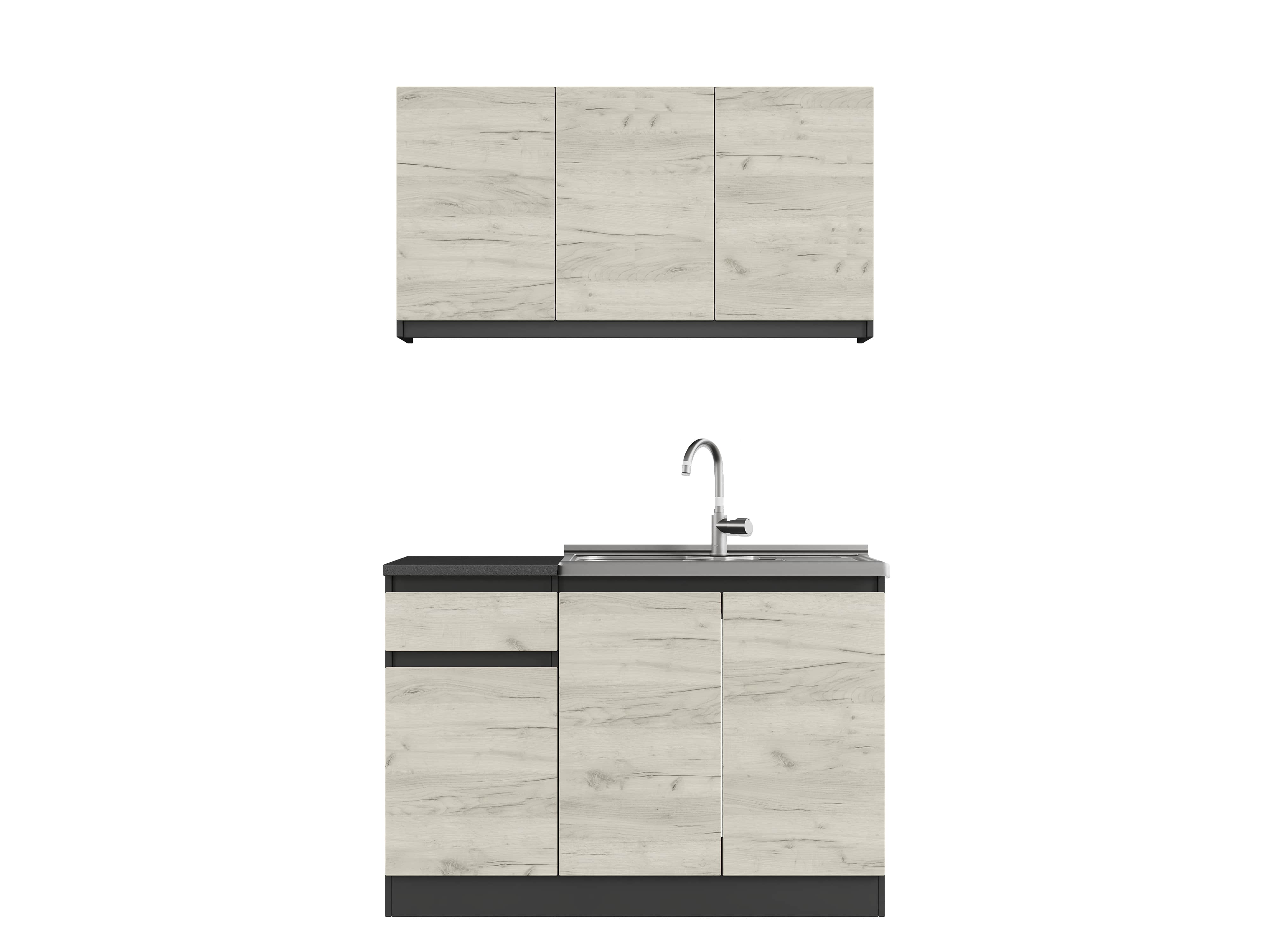 Кухня модульна Эверест Оптима набор №5 Дуб крафт белый 1,2 м (без столешницы) (DTM-5712)