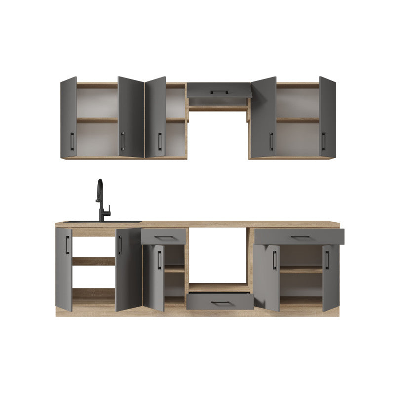 Кухня модульна Эверест Оптима набор №6 Графит 2,6 м (без столешницы) (DTM-5714)