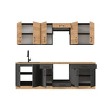 Кухня модульна Эверест Оптима набор №6 Дуб крафт золотой+Антрацит 2,6 м (без столешницы) (DTM-5716)