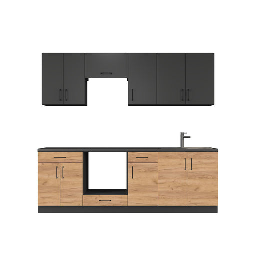 Кухня модульна Эверест Оптима набор №7 Антрацит+Дуб крафт золотой 2,4 м (без столешницы) (DTM-5719)