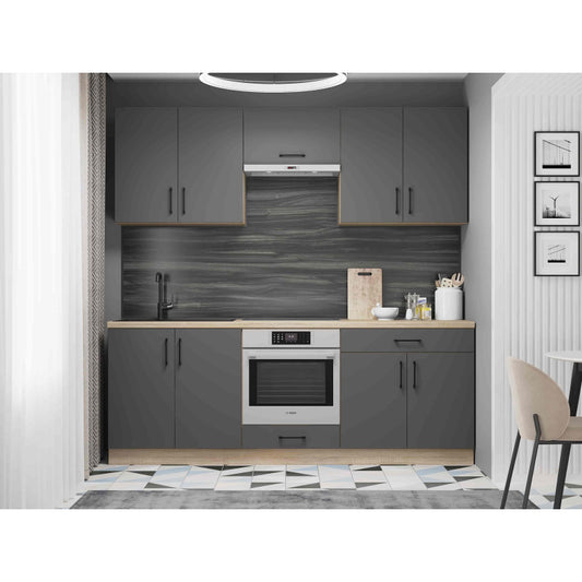 Кухня модульна Эверест Оптима набор №8 Графит 2,2 м (без столешницы) (DTM-5722)