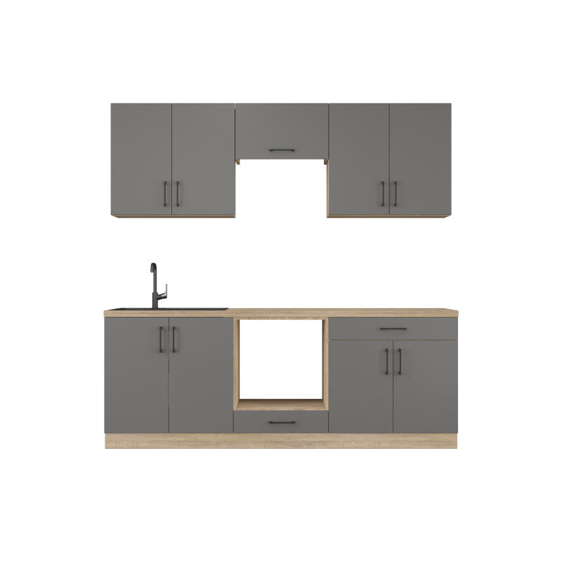 Кухня модульна Эверест Оптима набор №8 Графит 2,2 м (без столешницы) (DTM-5722)