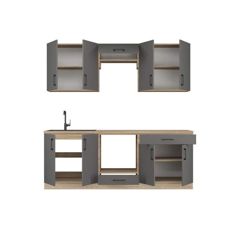 Кухня модульна Эверест Оптима набор №8 Графит 2,2 м (без столешницы) (DTM-5722)