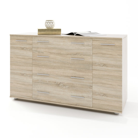 Комод для вещей К-4 Эверест 130х38х73 дуб сонома Телескопические (шариковые) (DTM-2030)