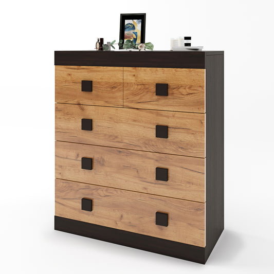 Комод для вещей Эверест на 5 ящиков Соната-3 80х38х94 венге темный + дуб крафт золотой (DTM-2032)