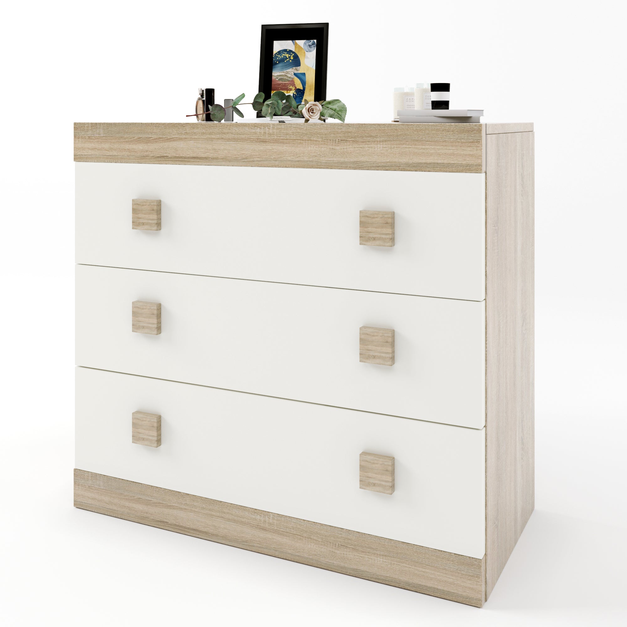 Комод Эверест на 3 ящика Соната-1 80х38х75 дуб сонома + белый (DTM-2044)