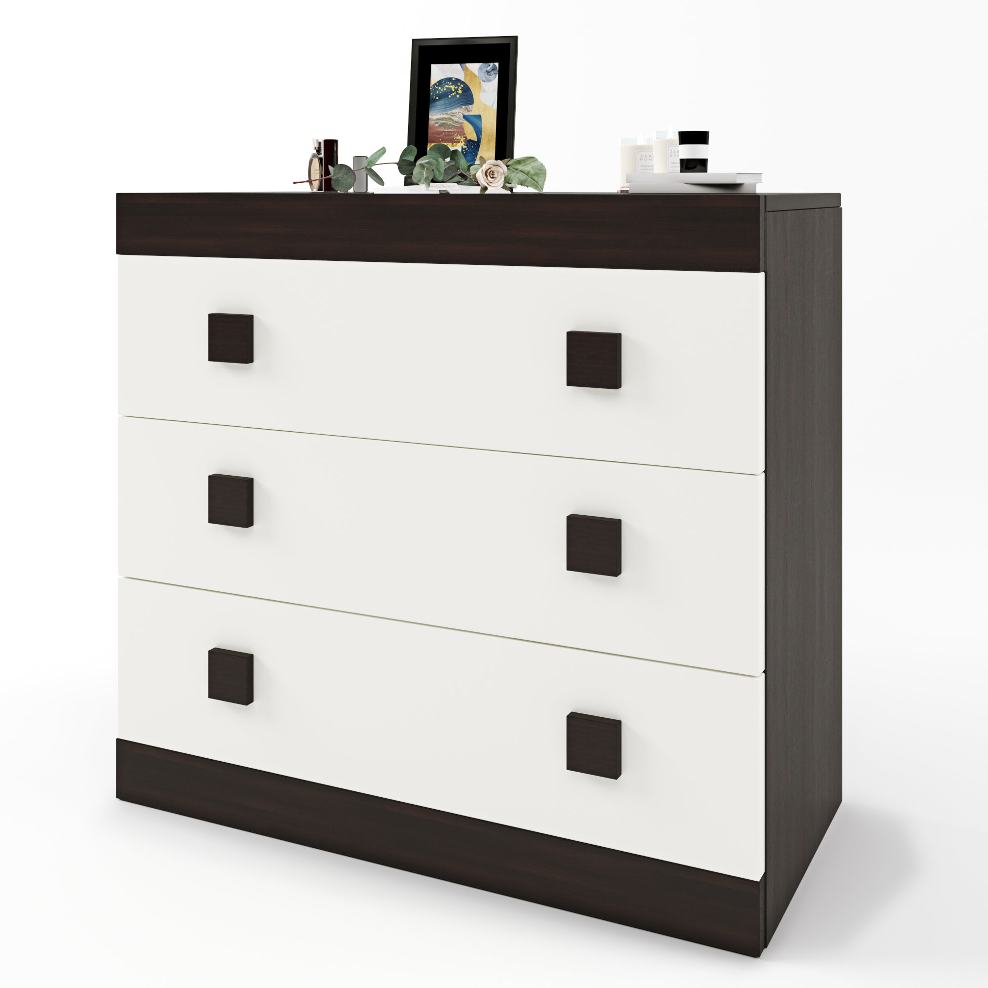 Комод Эверест на 3 ящика Соната-1 80х38х75 венге темный + белый (DTM-2046)