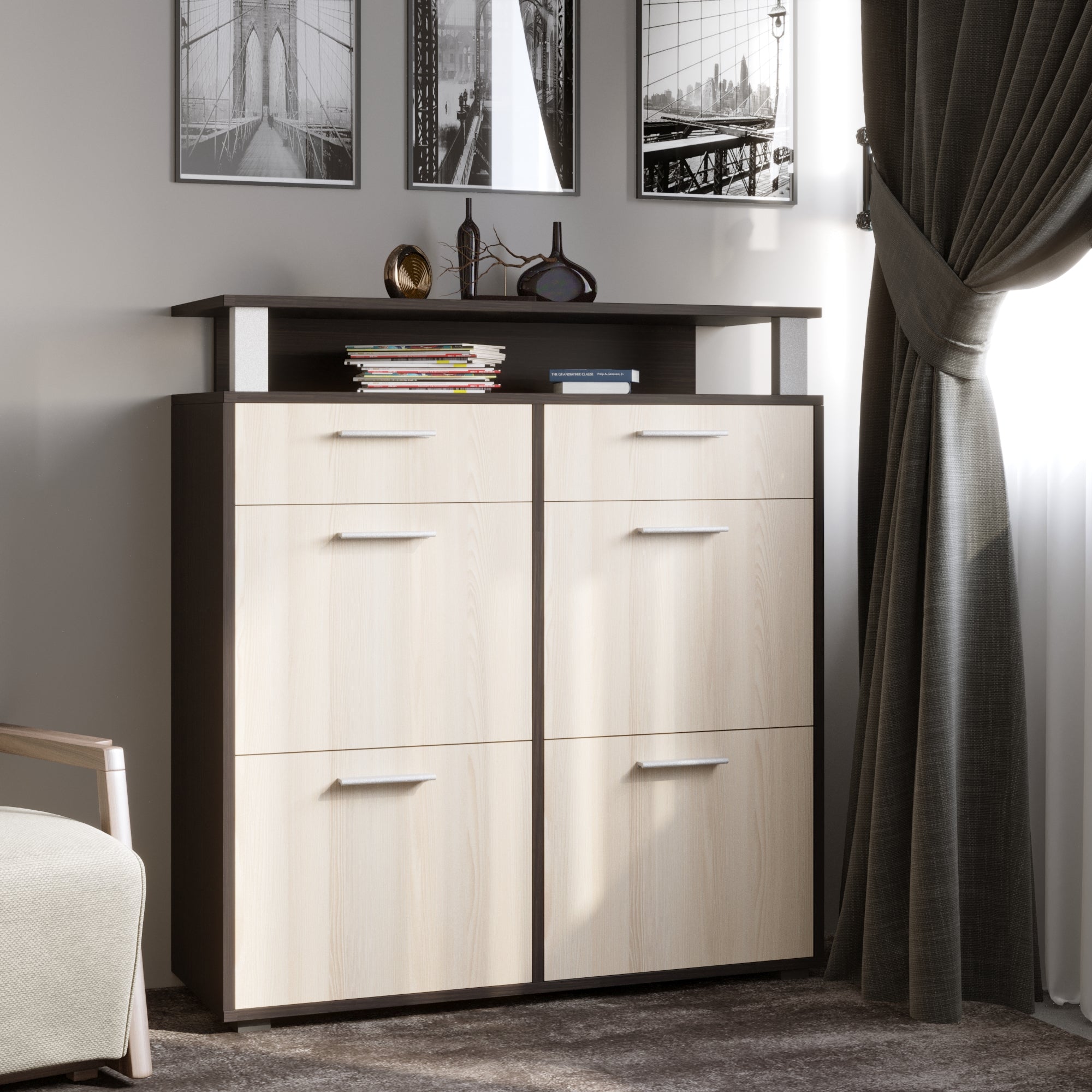 Тумба для обуви Эверест ТО-3 венге + дуб молочный (DTM-2220)