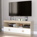 Тумба Эверест ТВ 1100 Соната 110х38х50 дуб сонома + белый (DTM-2255)