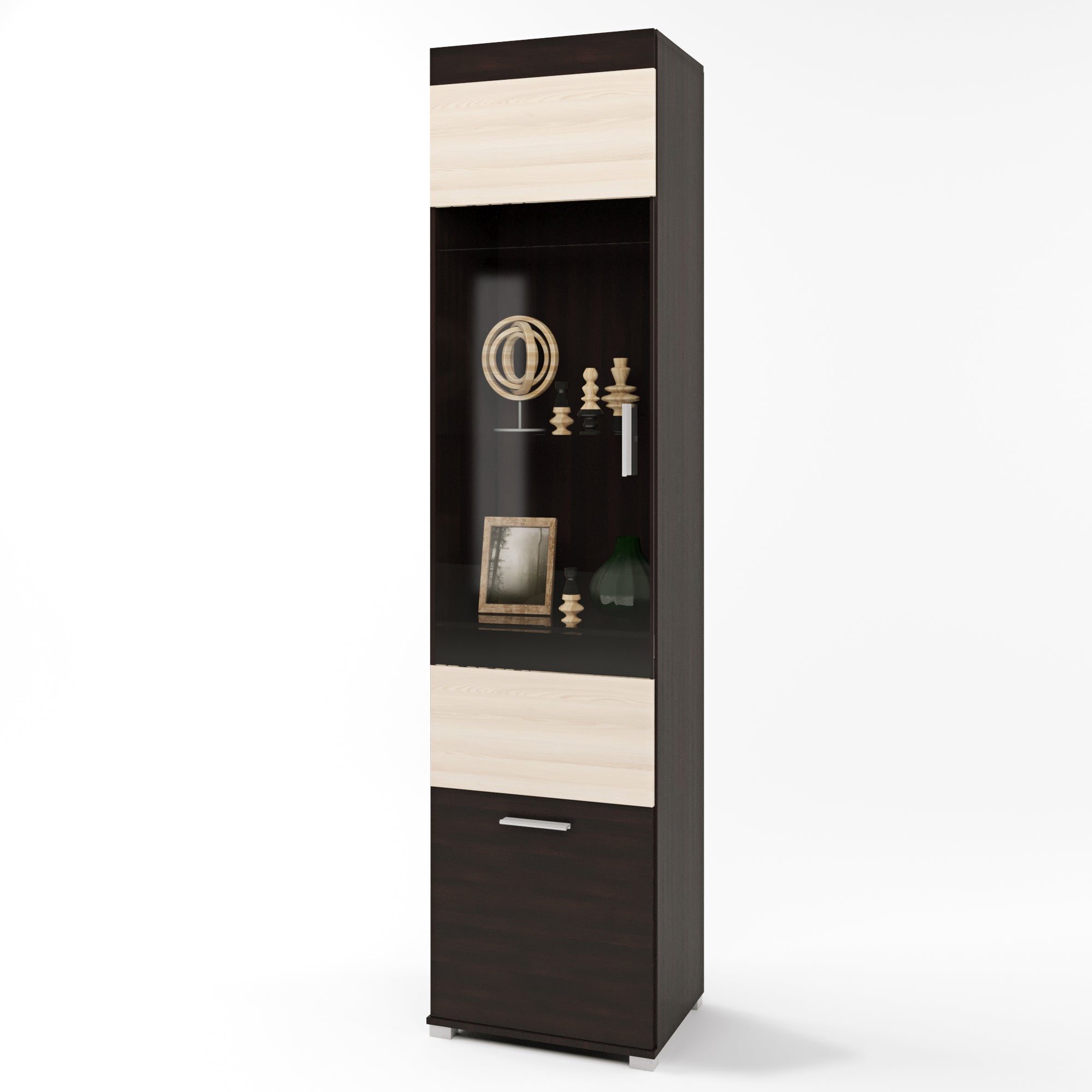 Шкаф-пенал витрина Эверест Британия-19 венге + дуб молочный (DTM-2265)