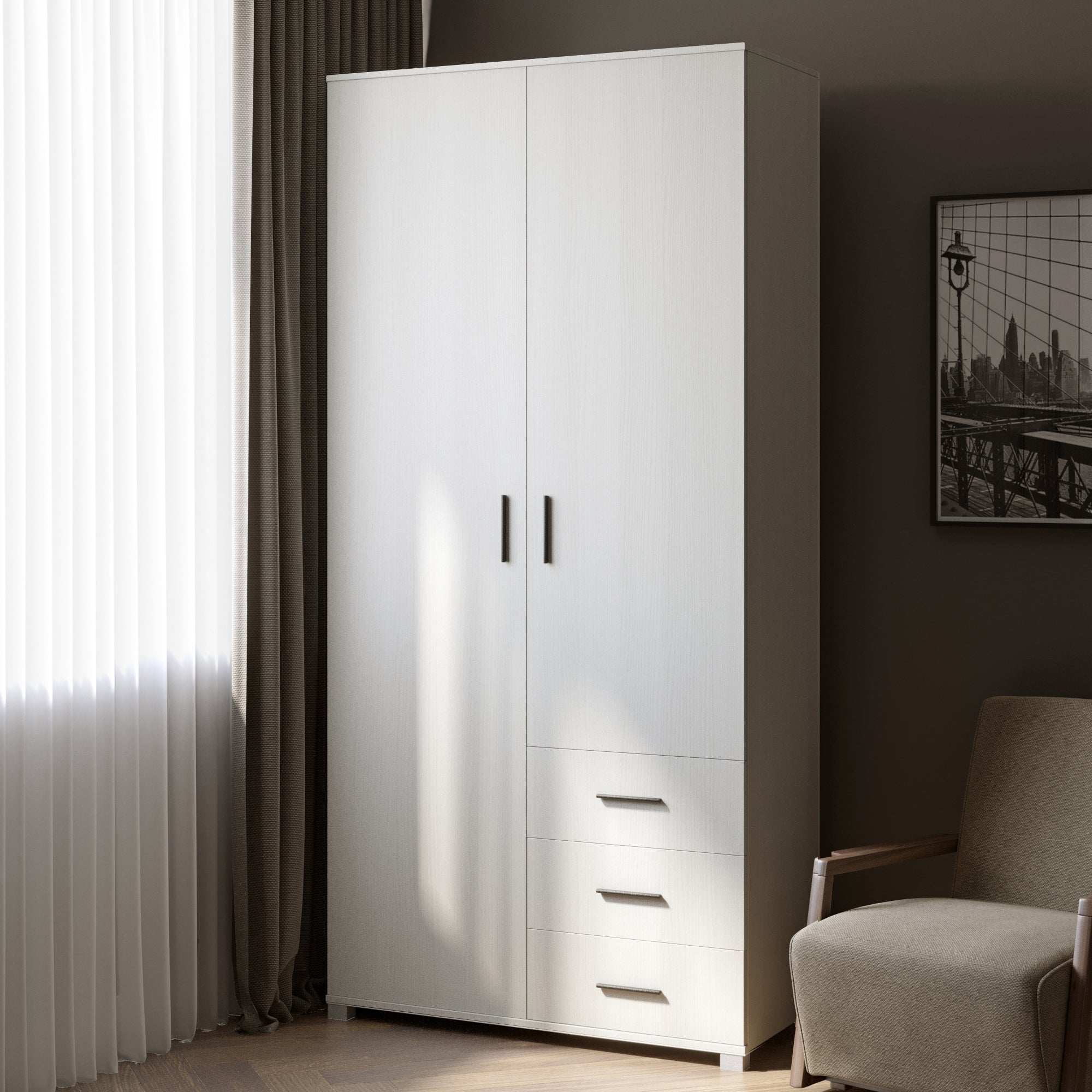 Шкаф прямой с ящиками Эверест Бриз ШП-4 нимфея альба (DTM-2453)