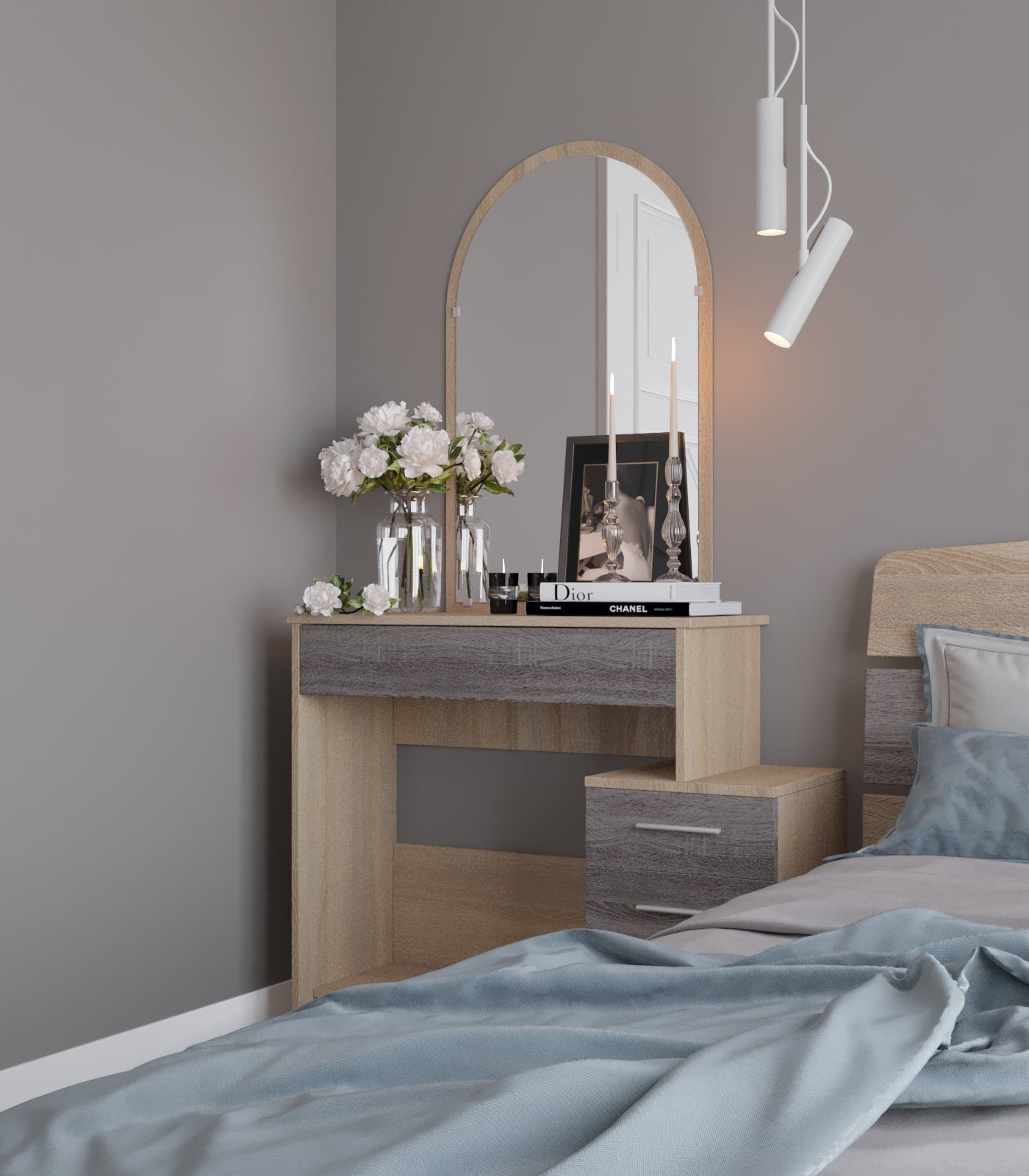 Трюмо-1 комплект для спальни Эверест сонома+трюфель (DTM-2460)