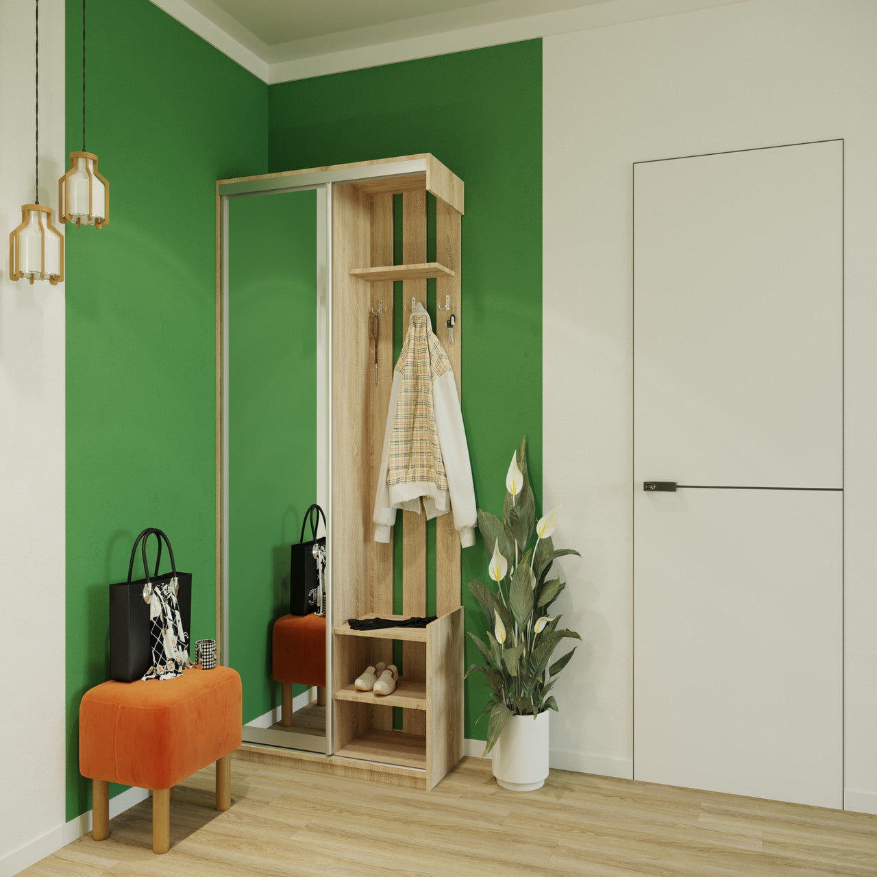 Прихожая с зеркалом Doros City One Door 110х45х210 см Дуб cонома (DRS-011306)