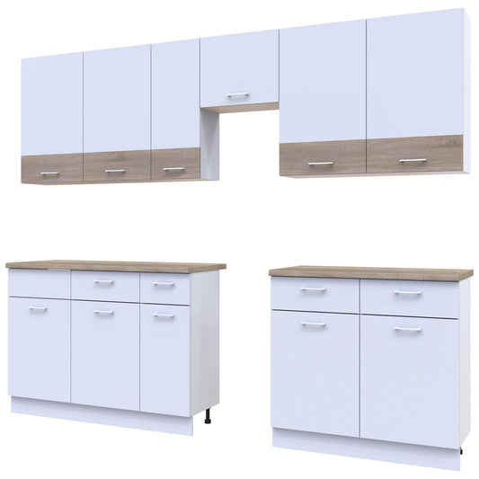 Кухня модульная Лея Doros 340х60х250 см Белый/Дуб сонома (DRS-011376)