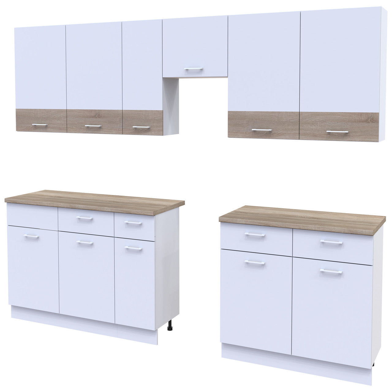 Кухня модульная Лея Doros 340х60х250 см Белый/Дуб сонома (DRS-011376)