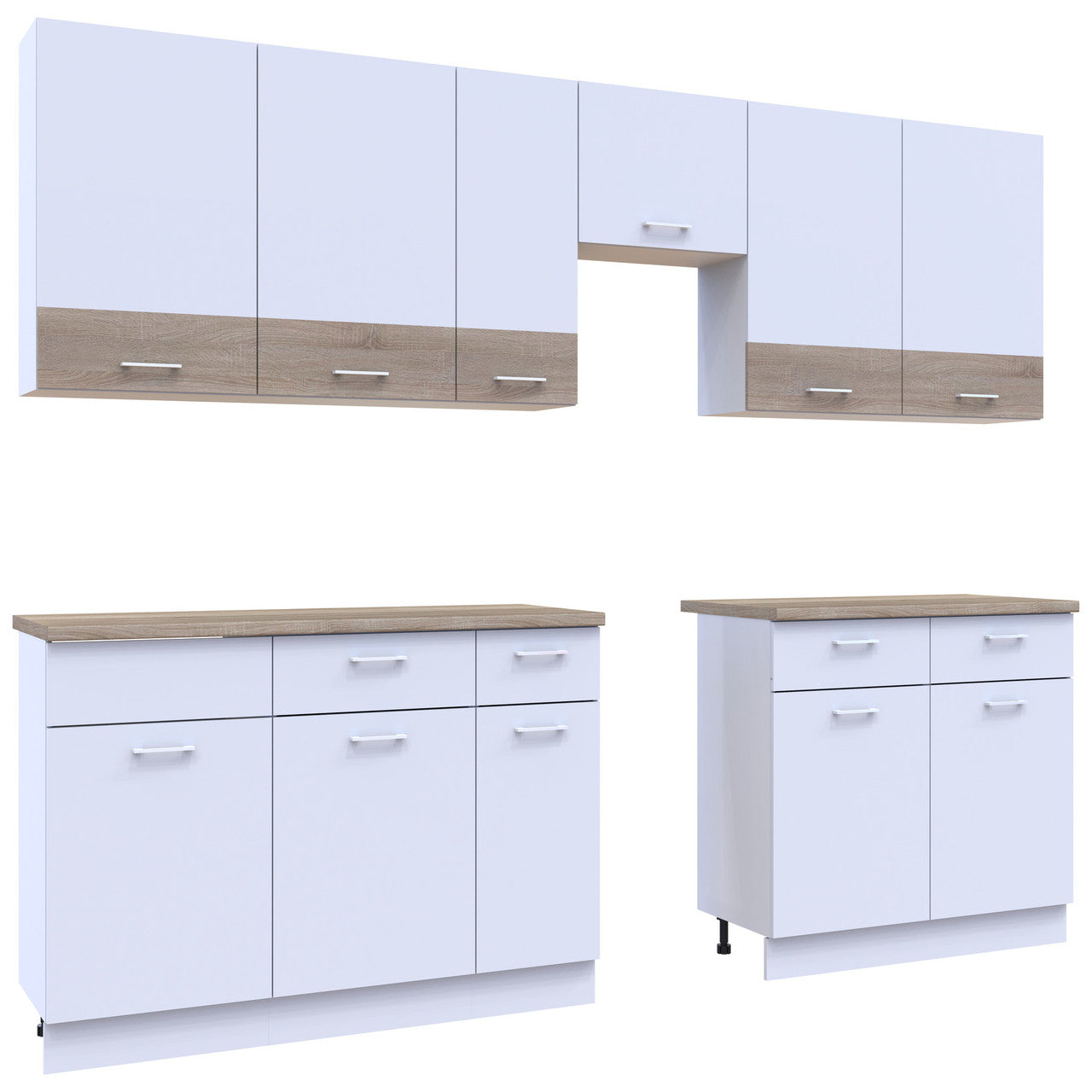 Кухня модульная Лея Doros 340х60х250 см Белый/Дуб сонома (DRS-011376)