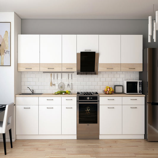 Кухня модульная Лея Doros 340х60х250 см Белый/Дуб сонома (DRS-011376)