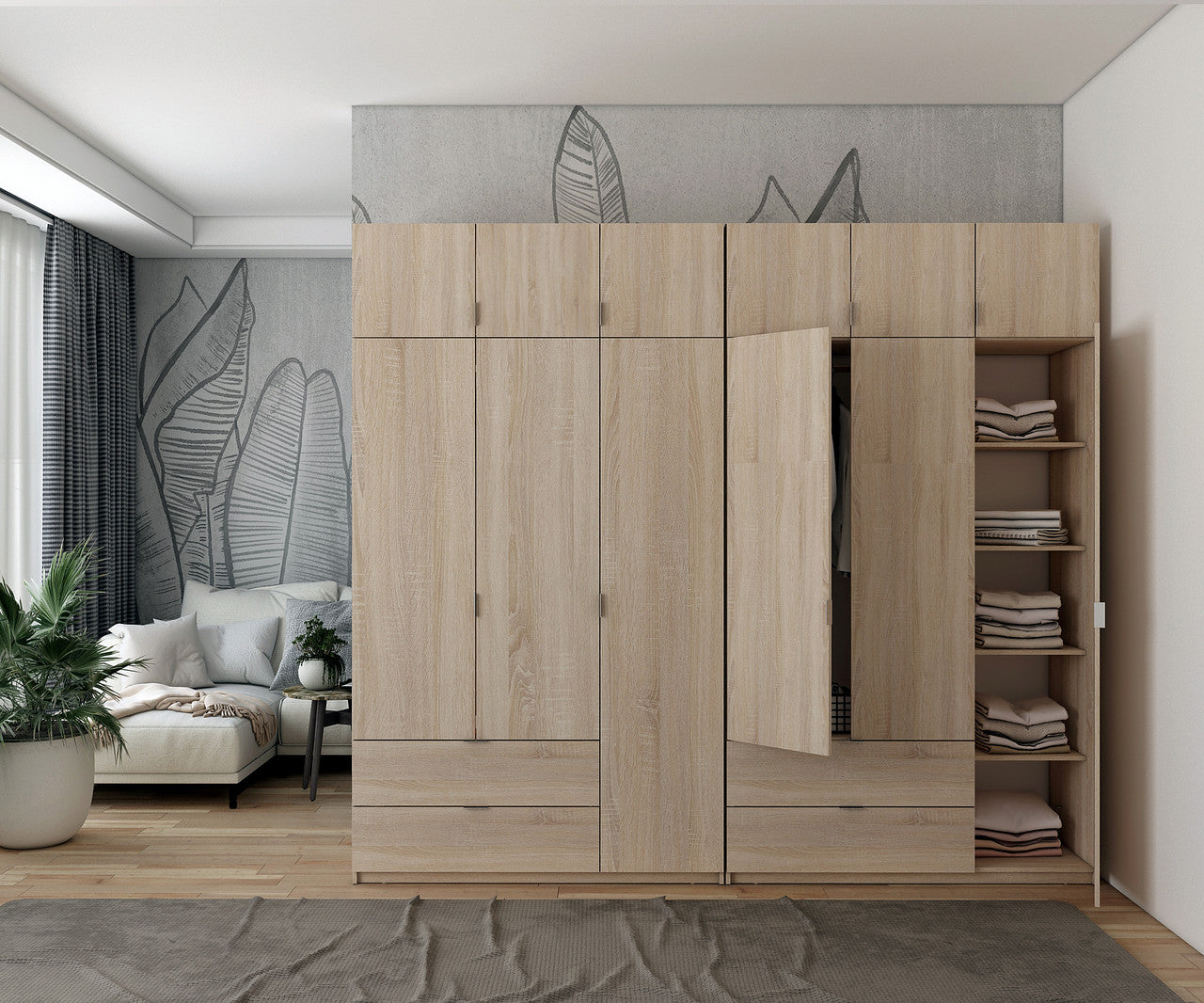 Шкаф для одежды Doros Лукас Дуб сонома 3+3 ДСП 270х50х240 DRS-011705 (42005115)