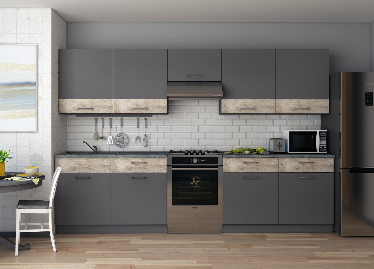 Кухня модульная Лея Doros 300х60х250 см Графит/Дуб клондайк (DRS-011377)
