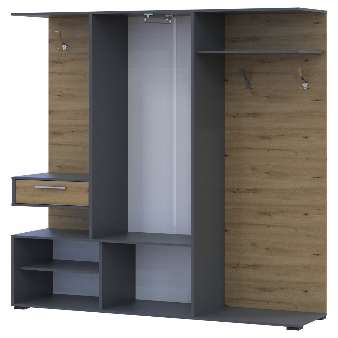 Прихожая Doros Финч 145х37х202 см Графит/Дуб артизан (DRS-011338)