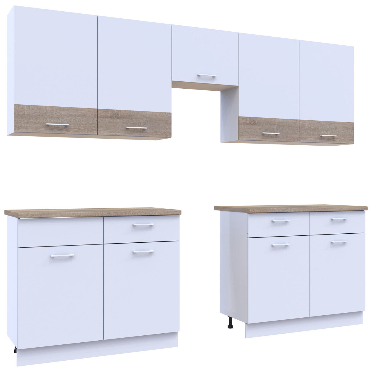 Кухня модульная Лея Doros 300х60х250 см Белый/Дуб сонома (DRS-011378)