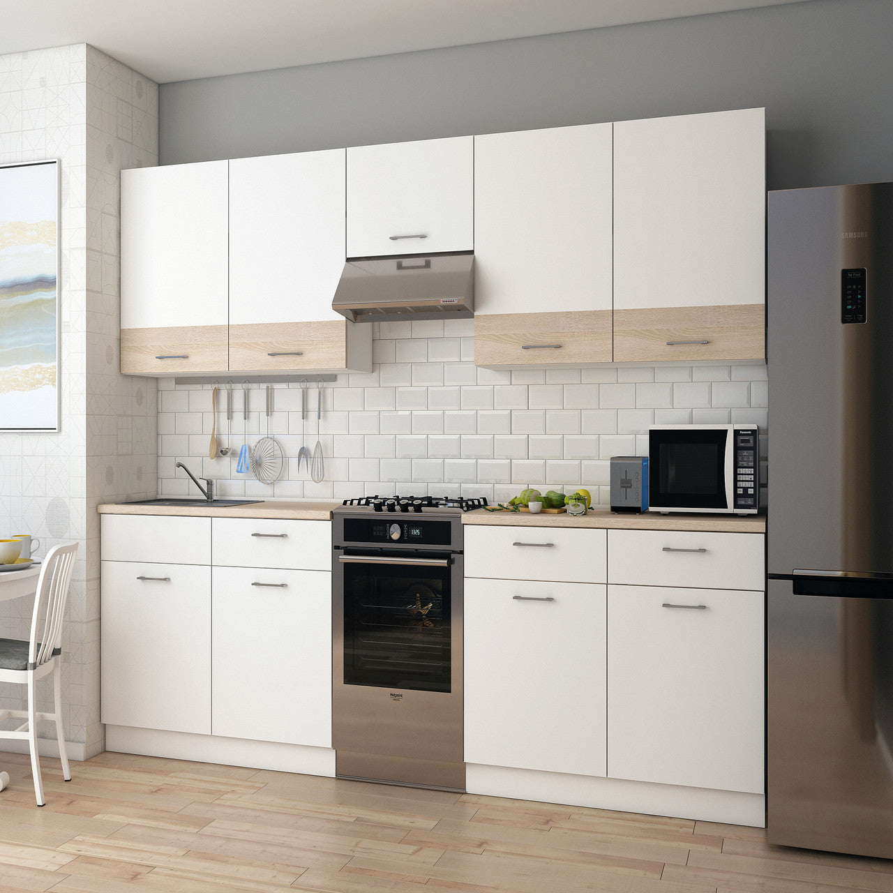 Кухня модульная Лея Doros 300х60х250 см Белый/Дуб сонома (DRS-011378)