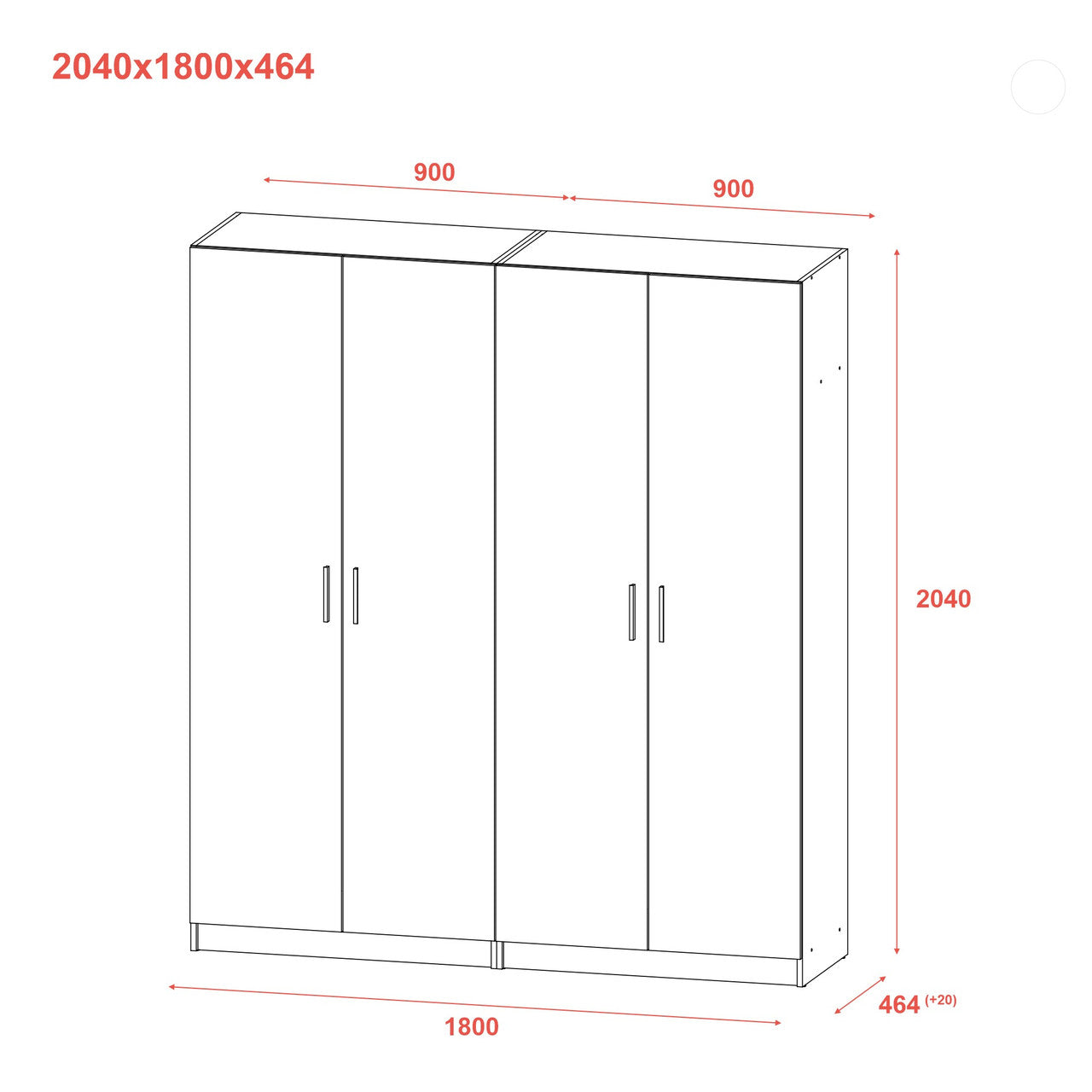 Шкаф для одежды Doros Промо Серый 2+2 ДСП 180х48х204 DRS-011630 (80737766)