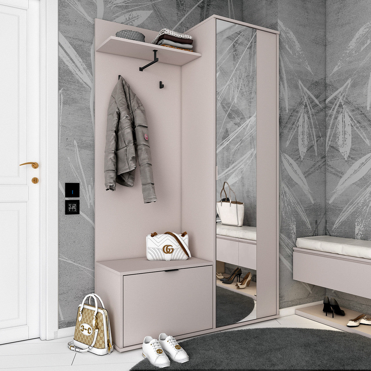 Прихожая Doros Дора Кашемир 1 ДСП/1 Зеркало 113.5х40х192 DRS-011780 (44900364)