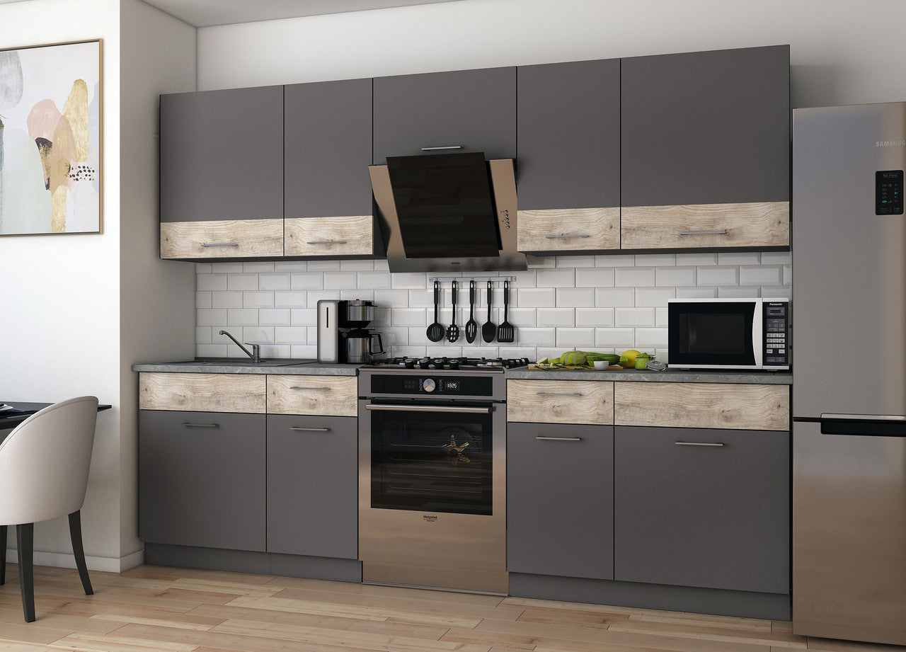 Кухня модульная Лея Doros 260х60х250 см Графит/Дуб клондайк (DRS-011379)