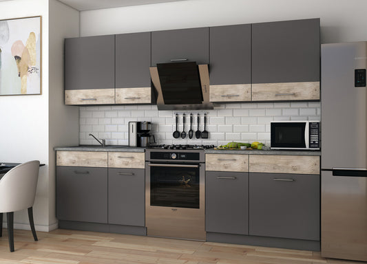 Кухня модульная Лея Doros 260х60х250 см Графит/Дуб клондайк (DRS-011379)