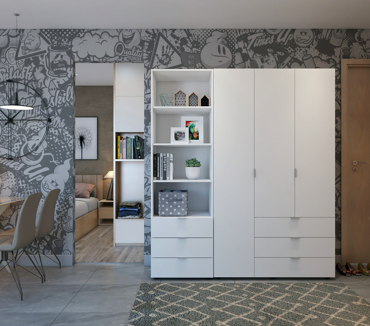 Пенал для одежды Doros Гелар Белый 3Ш 60х49.5х203.4 DRS-011756 (41516133)