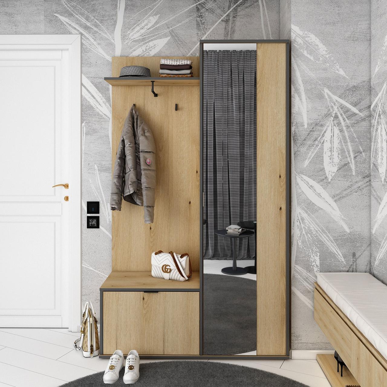 Прихожая с зеркалом Doros Дора 113,5х40х192 см Дуб артизан (DRS-011340)