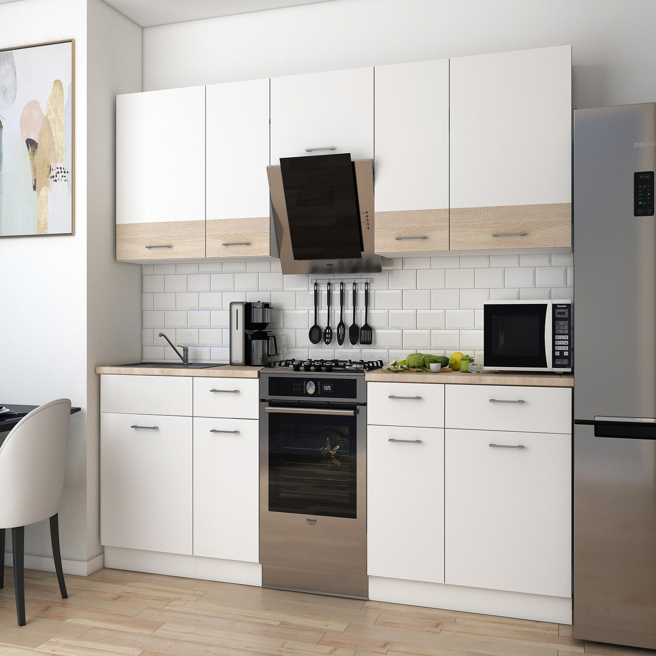 Кухня модульная Лея Doros 260х60х250 см Белый/Дуб сонома (DRS-011380)