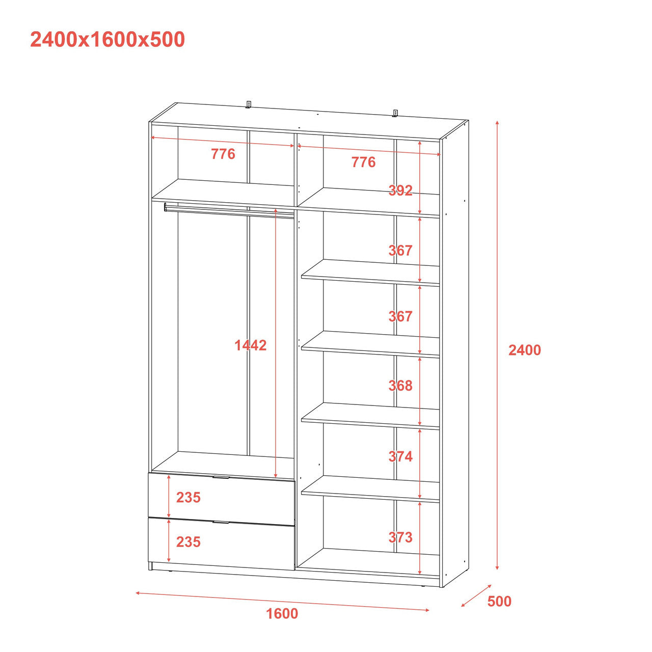 Шкаф для одежды Doros Лукас Кашемир 160х50х240 DRS-011622 (80737728)
