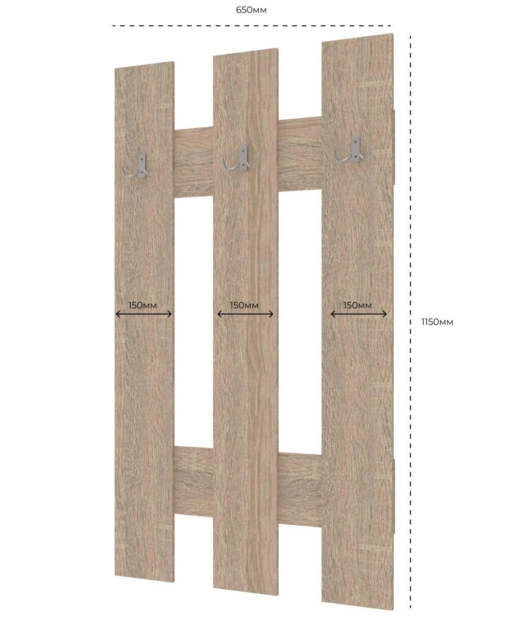 Вешалка для одежды Doros Н1 Дуб Cонома 65х3,2х115 (DRS-011559)