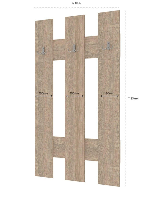 Вешалка для одежды Doros Н1 Дуб Cонома 65х3,2х115 (DRS-011559)