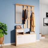 Прихожая с зеркалом Doros Alice 100х25х182,9 см Белый/Дуб cонома (DRS-011331)