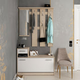 Прихожая с зеркалом Doros Alice 100х25х182,9 см Белый/Дуб cонома (DRS-011331)