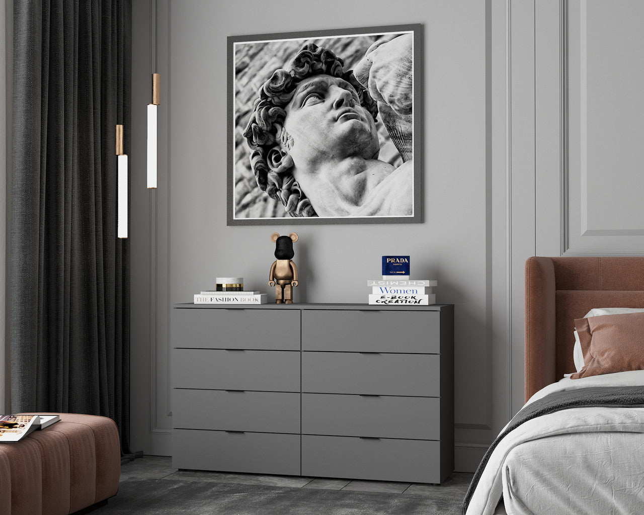 Комод Doros Рон 8 Графит 8 Ящиков 130х38х81 DRS-011775 (41516173)