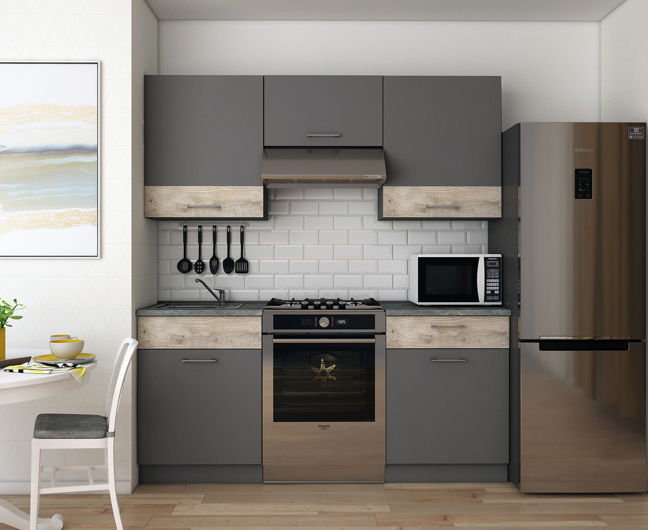 Кухня модульная Лея Doros 180х60х250 см Графит/Дуб клондайк (DRS-011382)